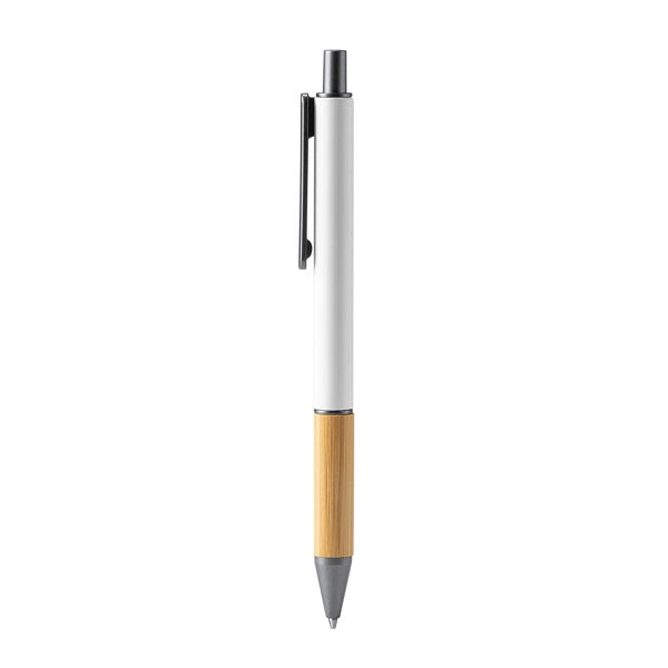 Metalen pen - Wit / Bamboe