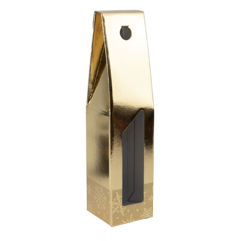 Flessenetui goud 9 x 9 x 38 cm - 1 Fles