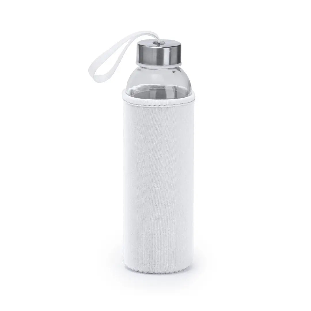 Glazen fles met neopreen hoes 420 ml - Wit