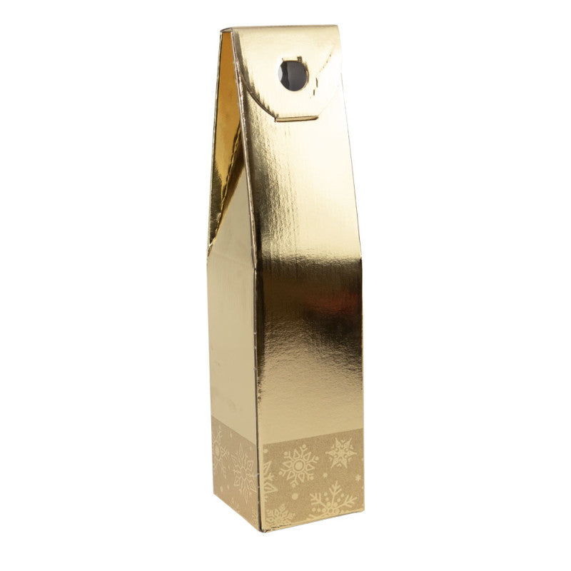 Flessenetui goud 9 x 9 x 38 cm - 1 Fles