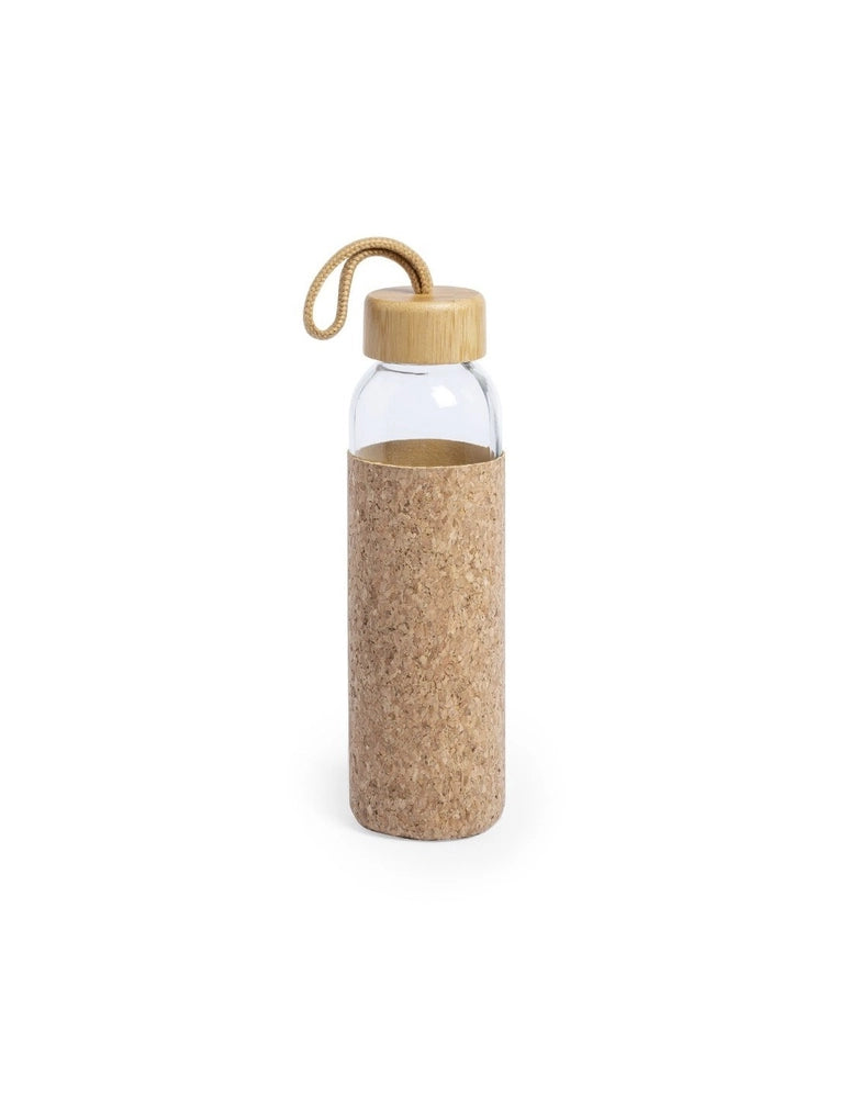 Glazen fles met kurkhoes 420 ml - Kurk/ Bamboe