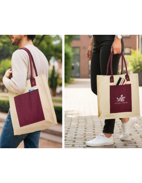 Canvas tas katoen met zak - Beige