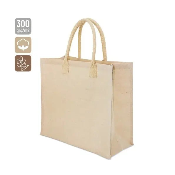 Jute tas korte handvatten - Beige