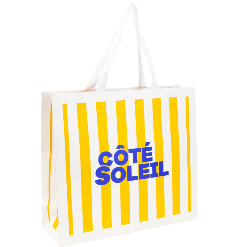 Kartonnen tas met stoffen Handvatten 36 x 12 x 32 cm -  Wit/Geel