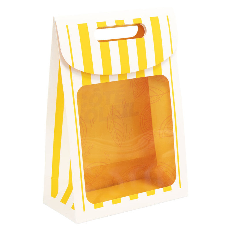 Kartonnen tas met venster 19 x 9 x 27 cm -  Wit/Geel