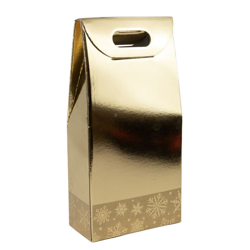 Flessenetui goud 18 x 9 x 38 cm - 2 Fles